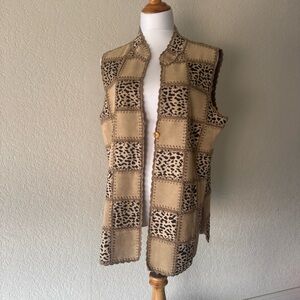 JohnMark animal print patchwork vest with button closure size L/XL